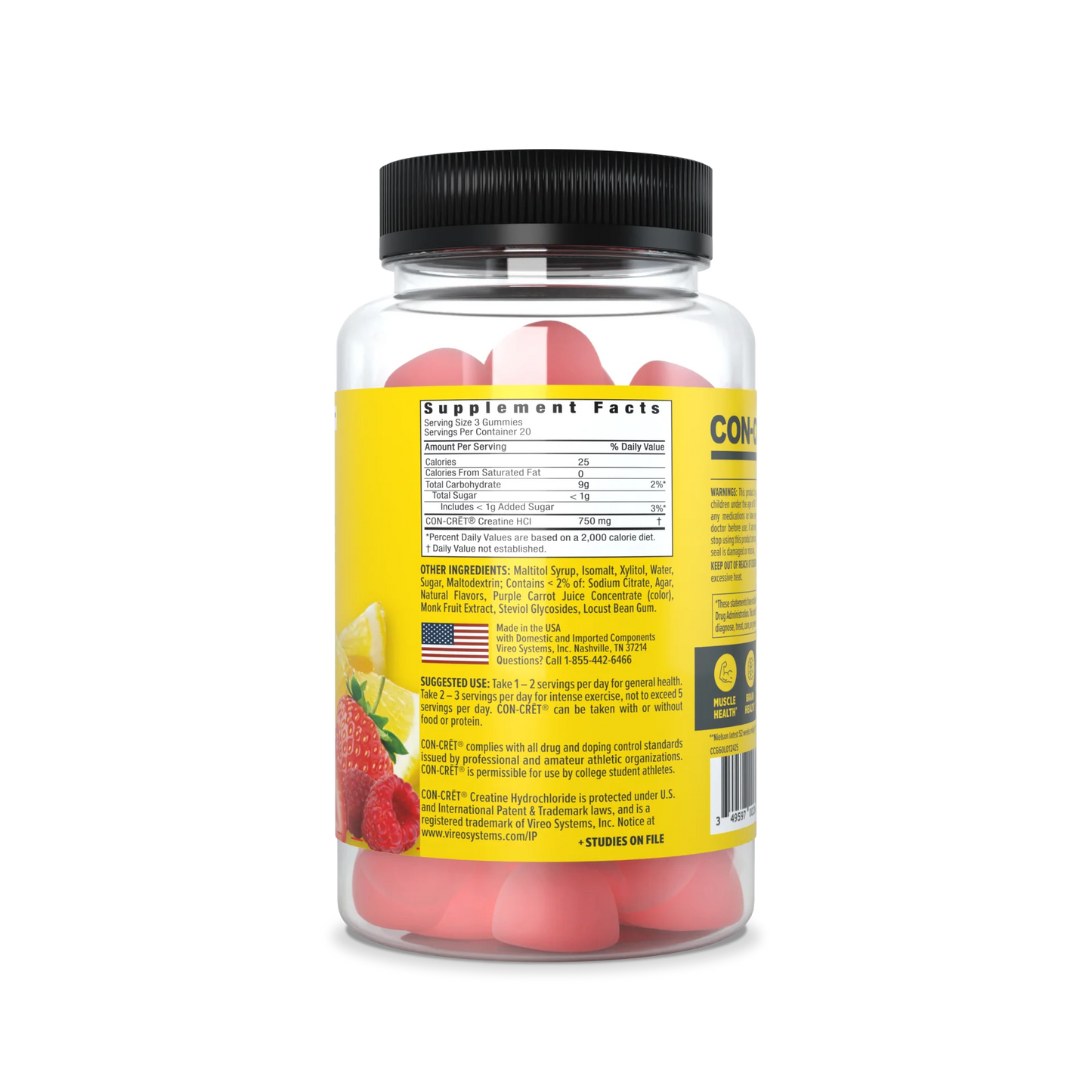 Con-Cret: Creatine HCL: Gummies Berry Zing 90 bag