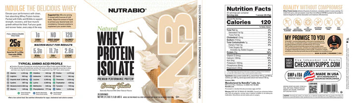 Nutrabio Natural Whey Protein Isolate 1.3lbs