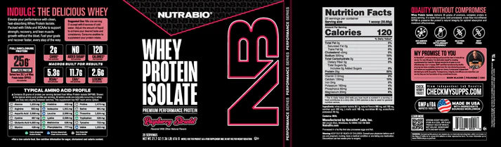 Nutrabio 100% Whey Protein Isolate 5lb