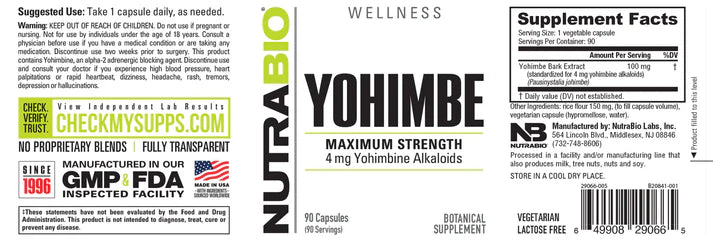 Nutrabio Yohimbe (90ct)