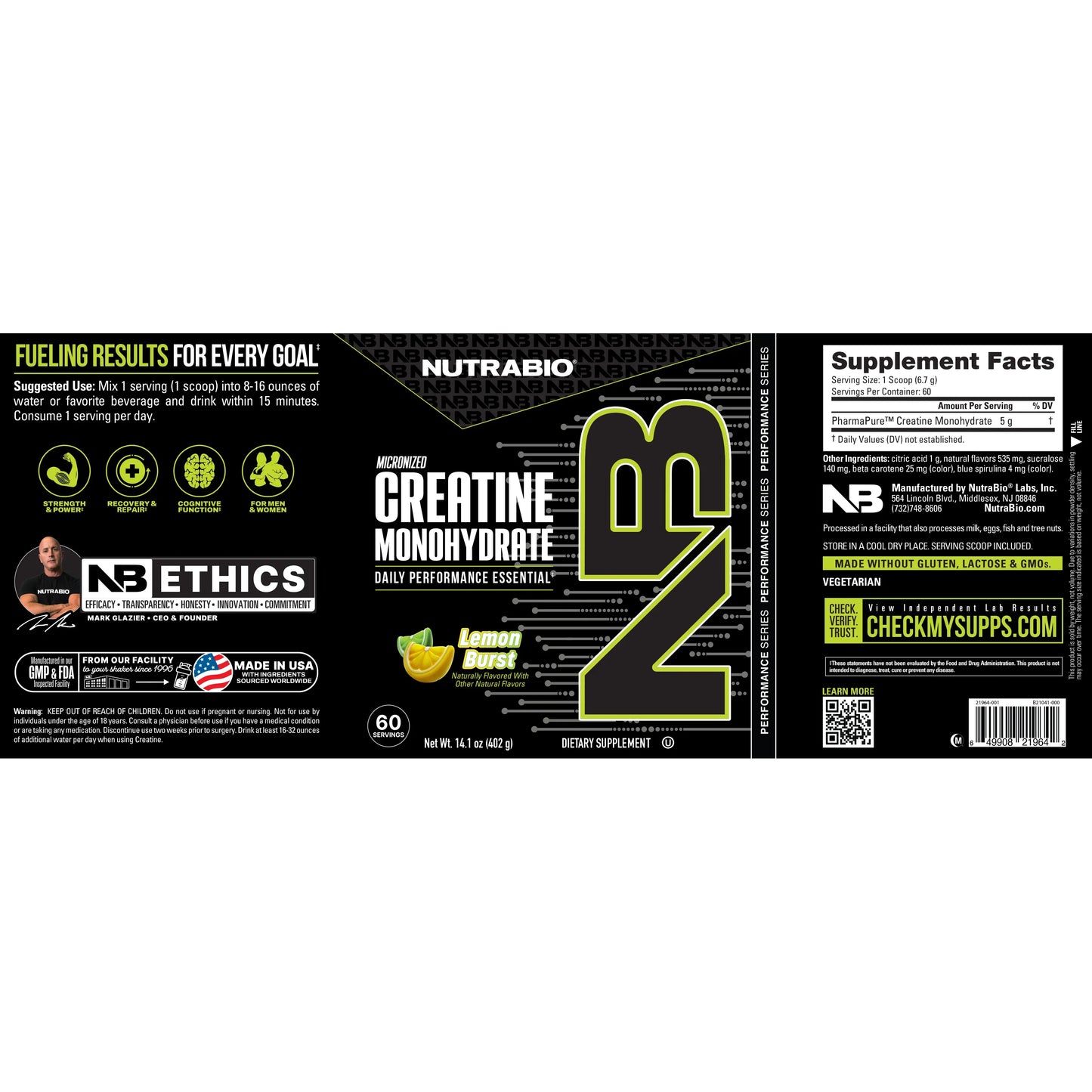 NutraBio Creatine Burst Citrus Rush